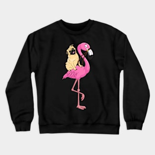 Pug Rider Flamingo Funny Crewneck Sweatshirt